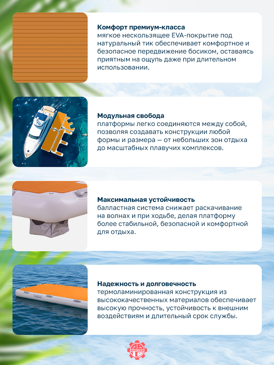 Платформа надувная модульная (понтон) 300х150х20 см