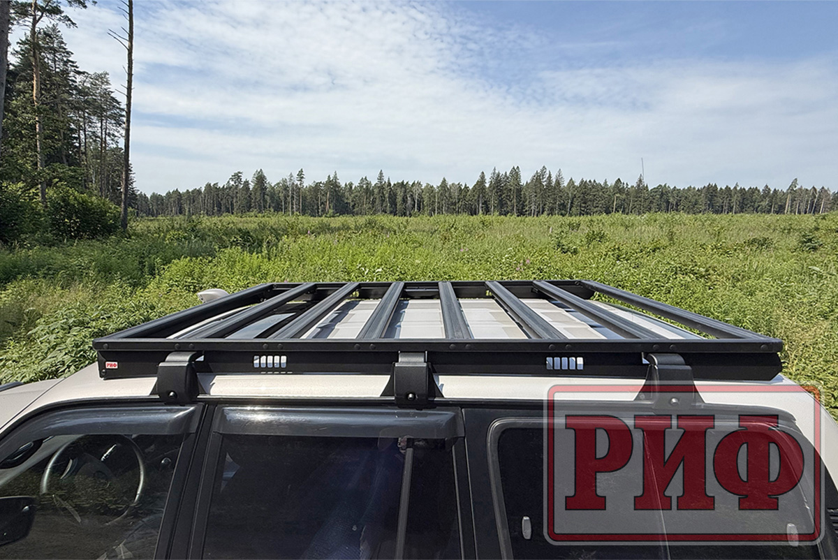 Багажник экспедиционный (платформа) алюминиевый РИФ 1250x2080 мм для Toyota Land Cruiser 80 (с крепежом)