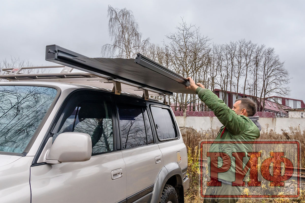 Маркиза автомобильная РИФ 2,13х2,5 м полуавтомат (винил) темно-серая