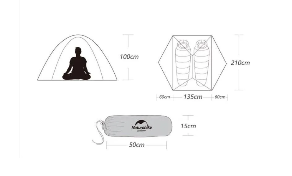 Палатка Naturehike Mongar 2-местная, алюминиевый каркас, зеленая