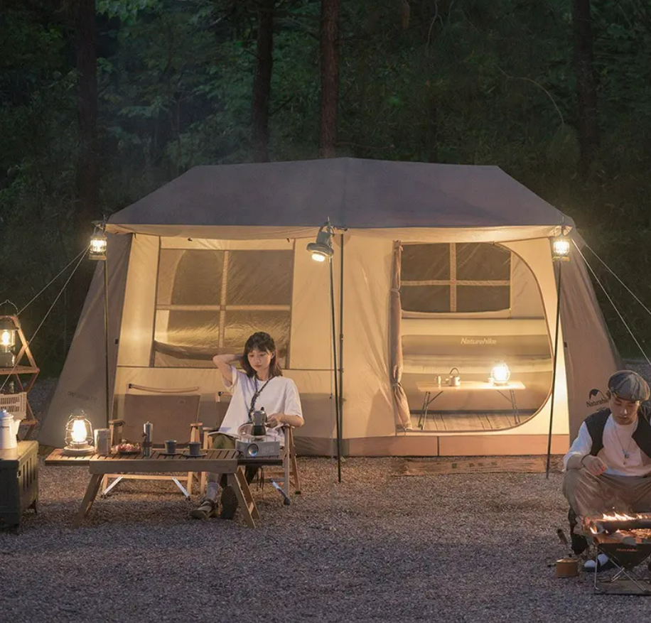 Палатка Naturehike Village 13 автоматическая 5-8-местная, коричневая BlackOut