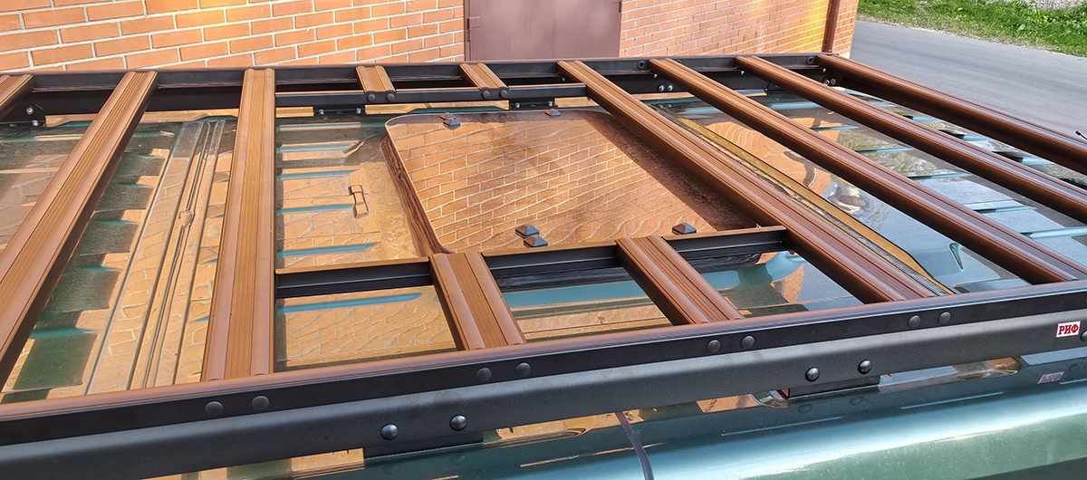 Багажник экспедиционный (платформа) алюминиевый РИФ 1600x2650 мм для ГАЗ Соболь NN Минивэн с вставкой RIF208-16572 (2 места)