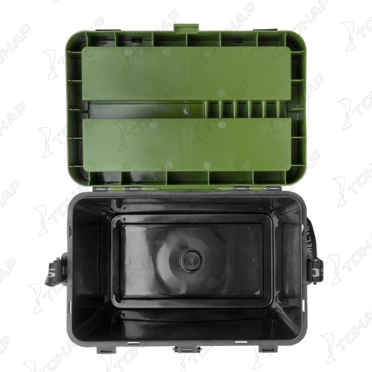 Ящик рыболовный зимний HELIOS ZANDER, 19 л, двухсекционный хаки
