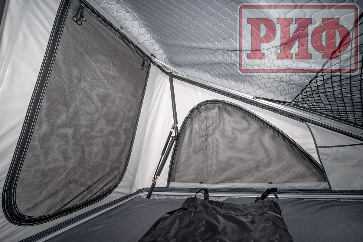 Палатка на крышу автомобиля РИФ Hard RT05-125W, корпус белый, тент светло-серый, 210х125х150