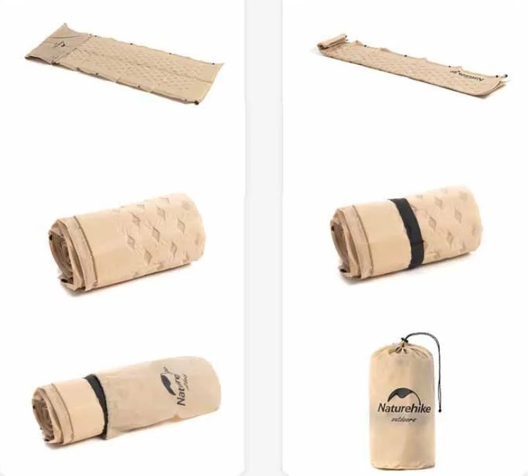 Коврик самонадувающийся Naturehike, 185х60х2,5 см, с подушкой, песочный