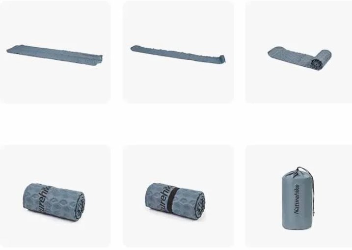 Коврик самонадувающийся Naturehike, 185x55x3,5 см, светло-серый