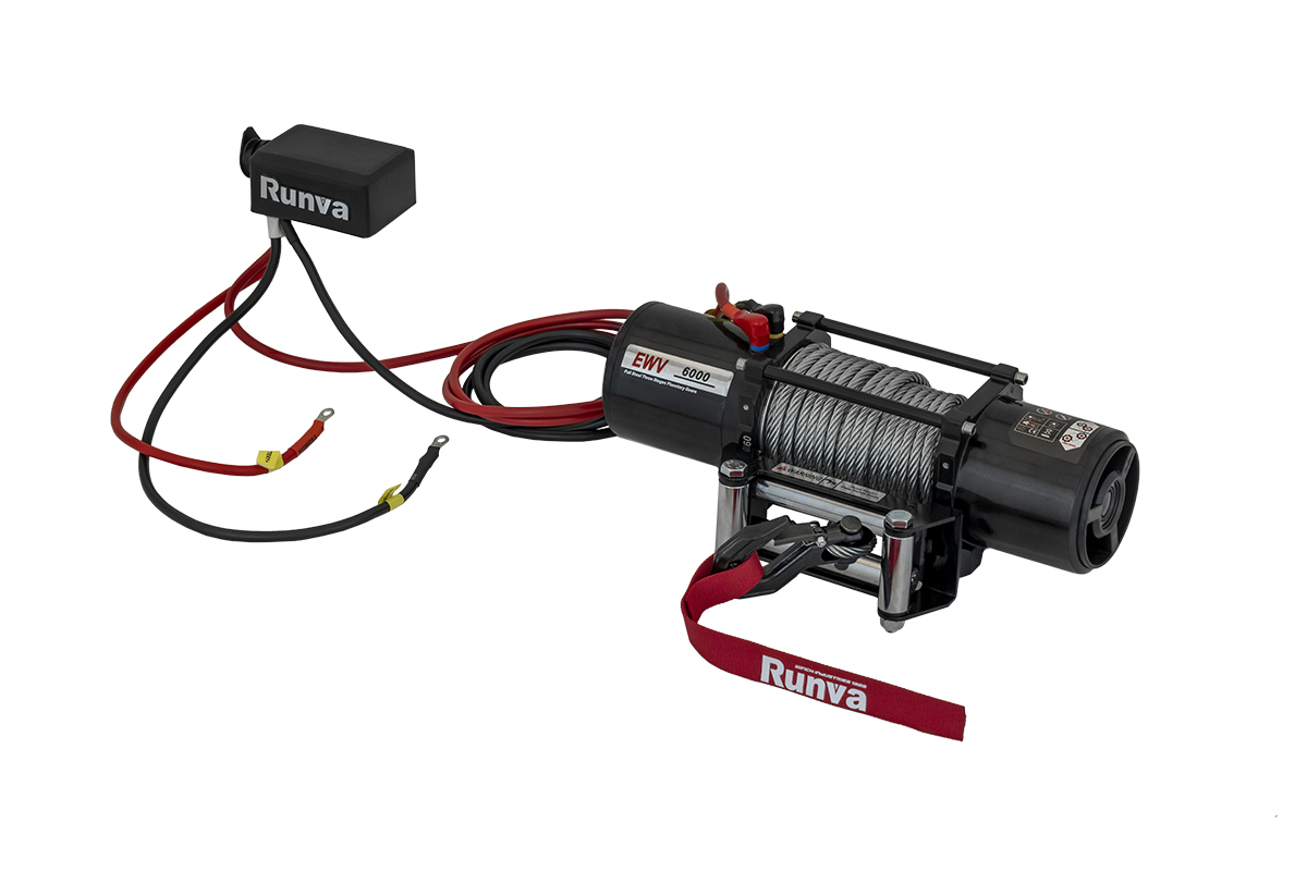 Лебёдка автомобильная электрическая 12V Runva EWV6000S 2722 кг (стальной трос)