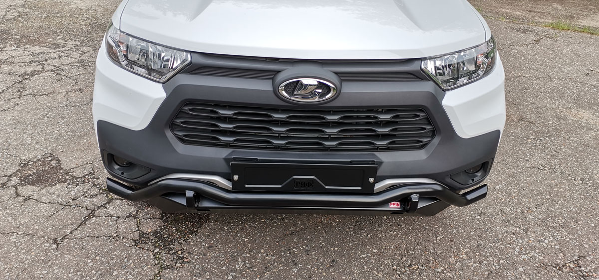 Бампер РИФ силовой передний/защита штатного бампера Lada Niva Travel с защитой радиатора