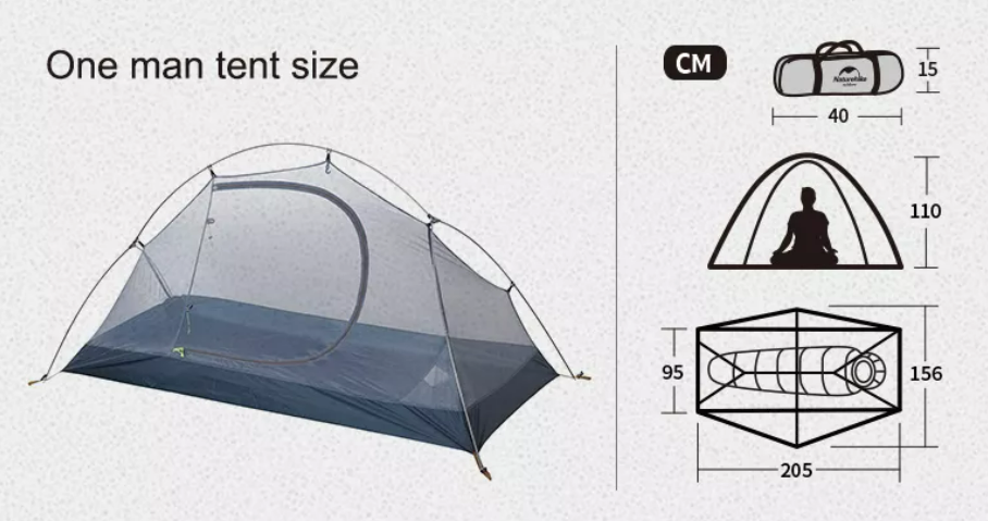 Палатка Naturehike Cycling (Spider) Si 1-местная, алюминиевый каркас, сверхлегкая, зеленая