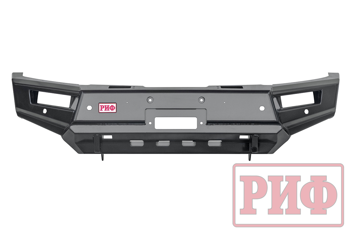 Бампер РИФ силовой передний Mitsubishi Pajero Sport 2015+  L200 2015- с доп. фарами (арт. B0205), под парктроник