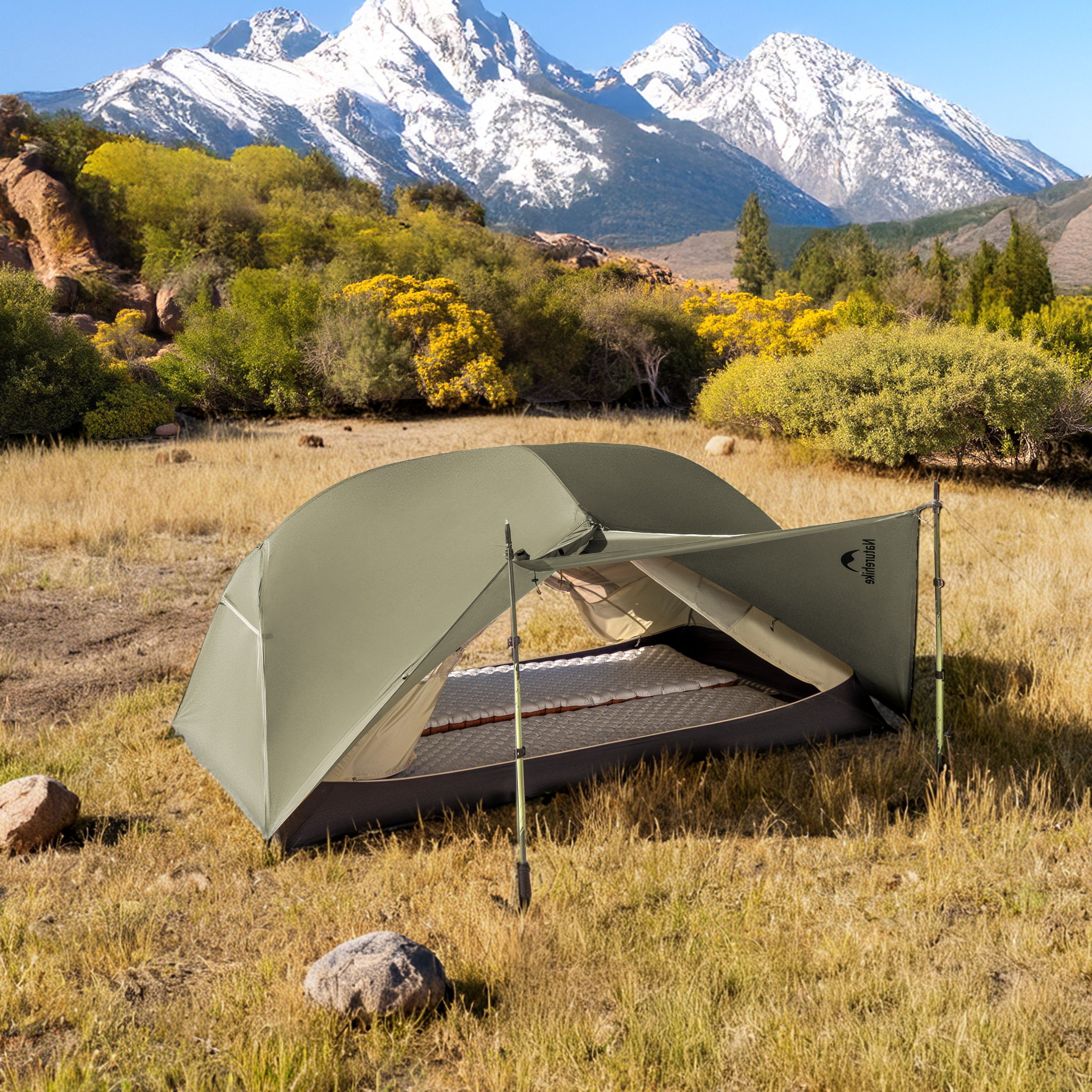 Палатка Naturehike Mongar PRO 3-местная, алюминиевый каркас, олива (зеленая)