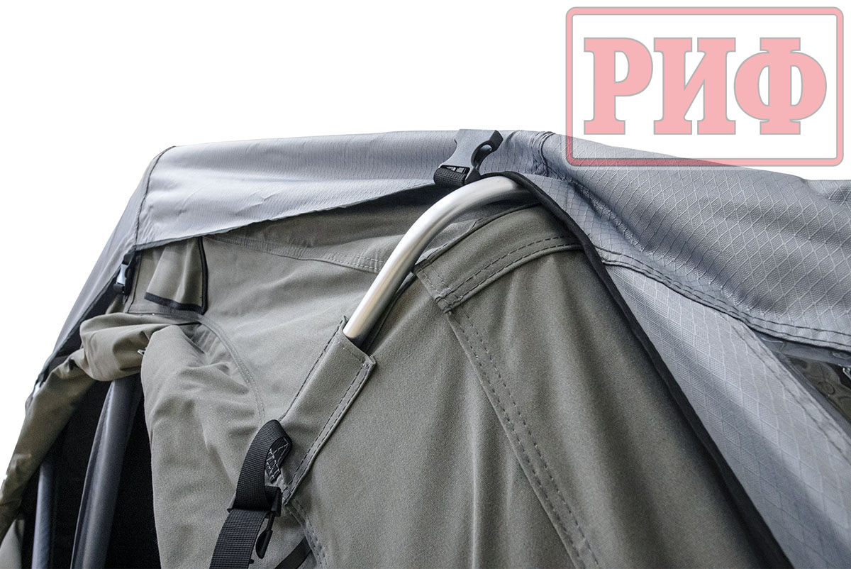 Палатка на крышу автомобиля РИФ Soft RT02-120 PRO, тент серый, 120х(240+70)х115 см