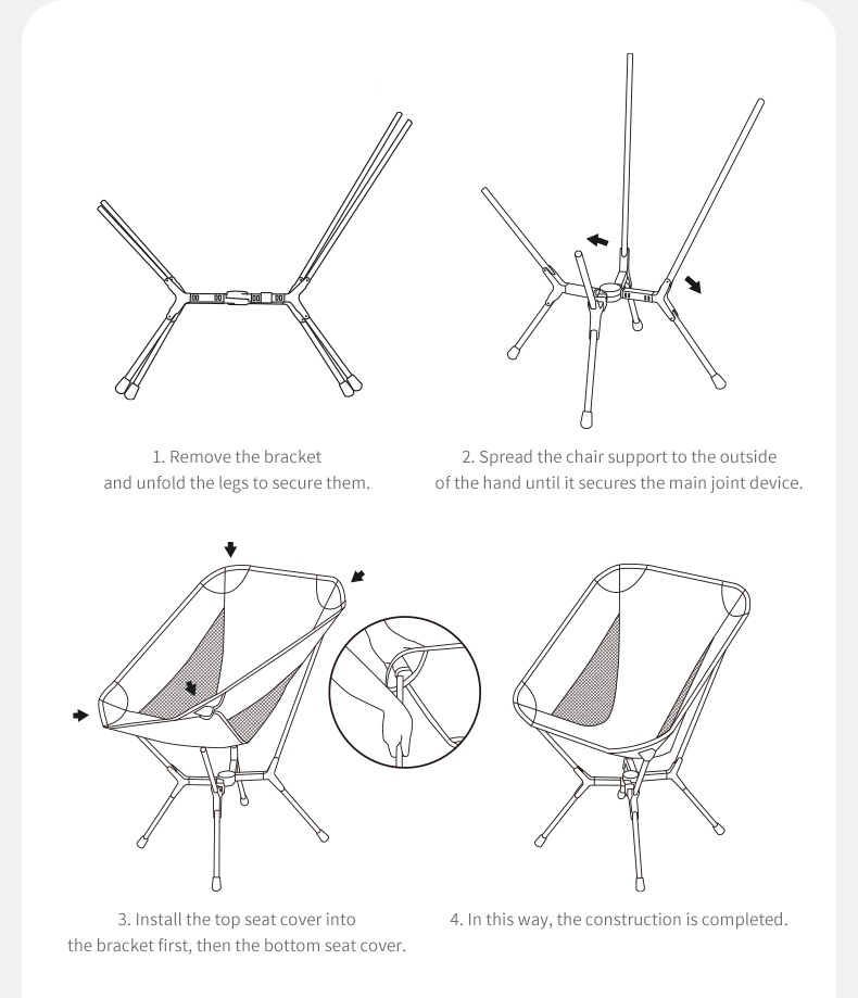 Кресло туристическое Naturehike Yamami YL01 складное, 55х54х73,5 см, до 180 кг, серое