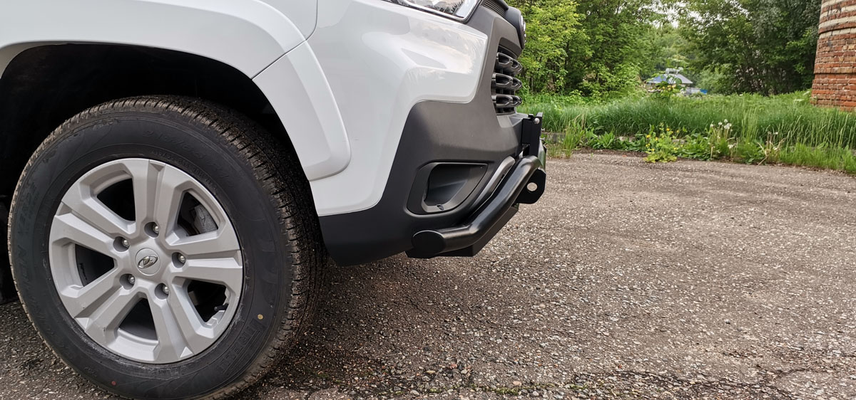 Бампер РИФ силовой передний/защита штатного бампера Lada Niva Travel с защитой радиатора