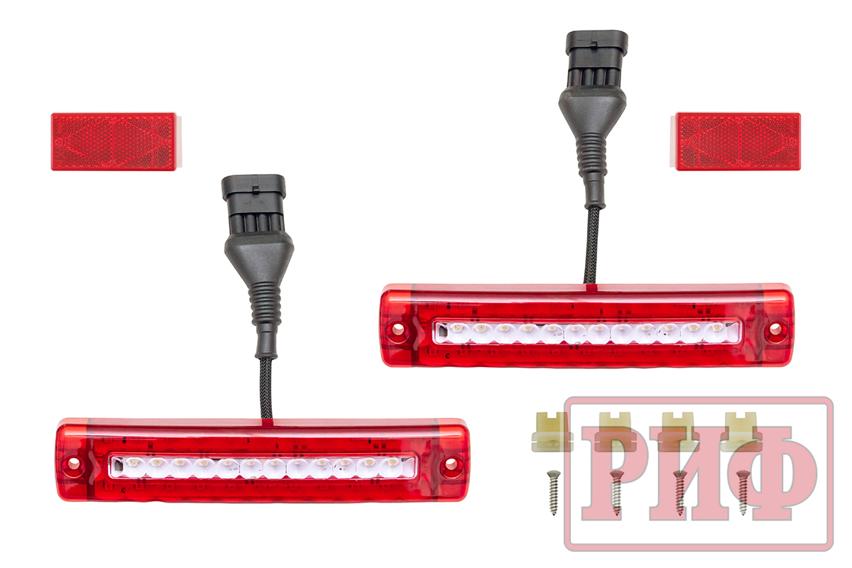 Бампер РИФ силовой задний для ГАЗ Соболь NN 4x4 с фонарями, возможностью установки фаркопа, стандарт