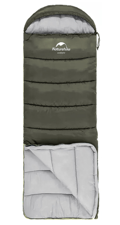 Мешок спальный Naturehike U150, 220х75 см, (ТК: +11C), (правый), темно-зеленый