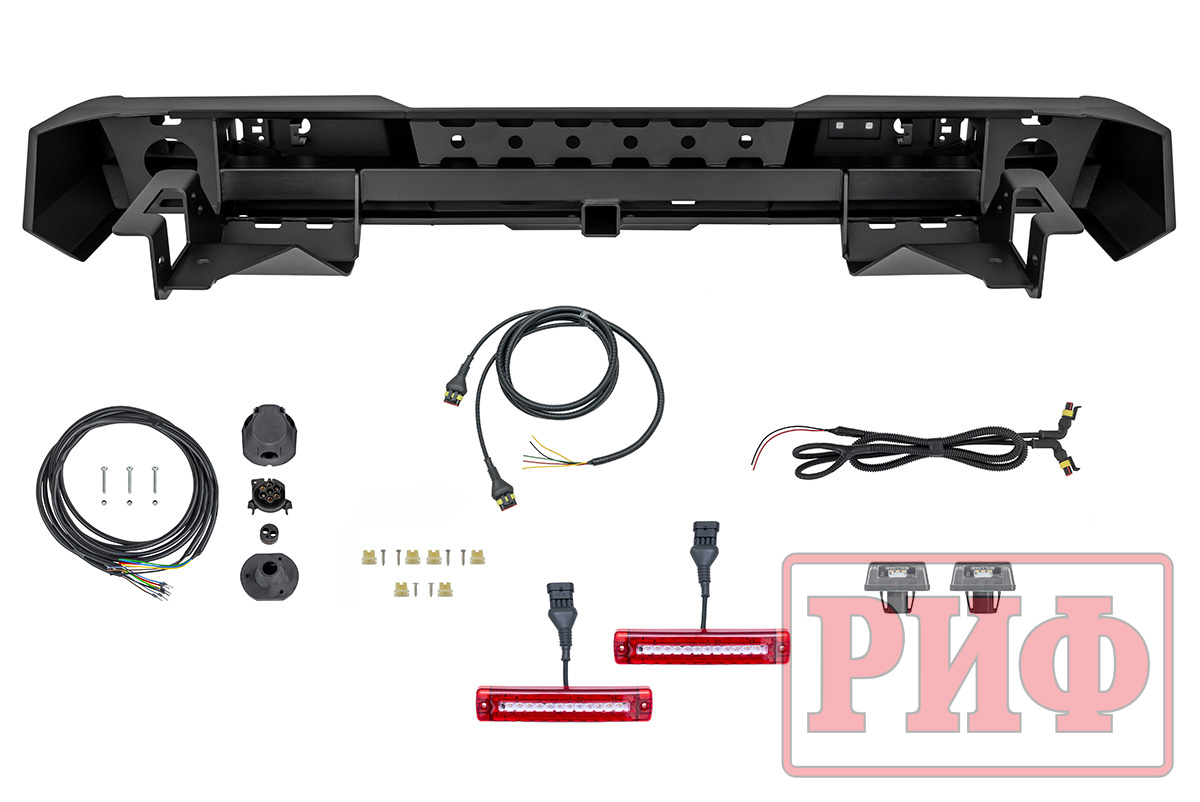 Бампер РИФ силовой задний Changan Hunter Plus с квадратом под фаркоп и фонарями