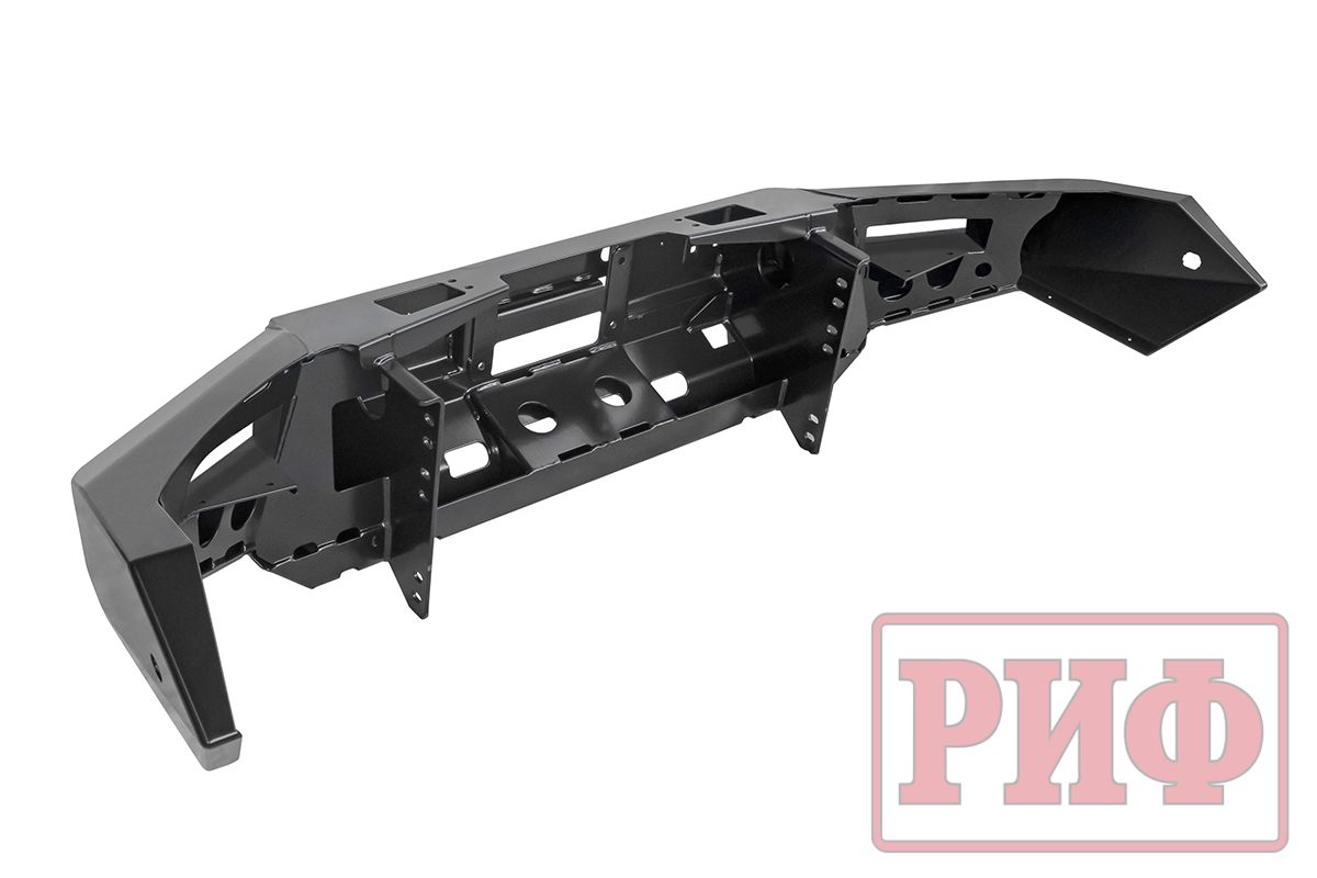 Бампер РИФ силовой передний Mitsubishi Pajero Sport 2015+  L200 2015- с доп. фарами (арт. B0205), под парктроник