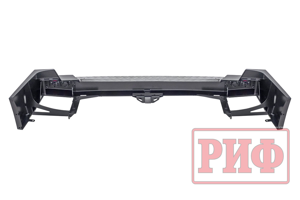 Бампер РИФ силовой задний Toyota Land Cruiser 100 с квадратом под фаркоп и фонарями