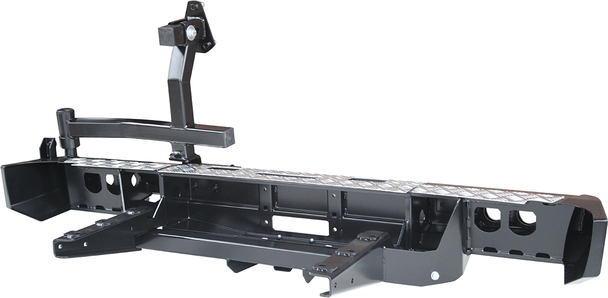 Бампер РИФ силовой задний для ГАЗ Соболь с площ. под лебёдку, квадратом под фаркоп, калиткой и фонарями стандарт