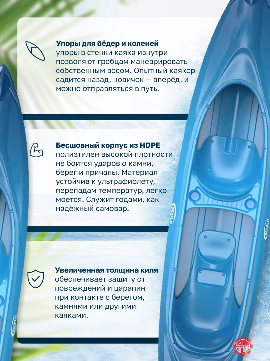 Каяк SEAFLO River Rover XL тандем 13 (400 см), тип Sit-In. синий.