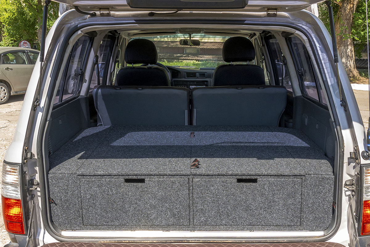 Органайзер в багажник для Toyota Land Cruiser 80 (2 выдвижных ящика+спальник)