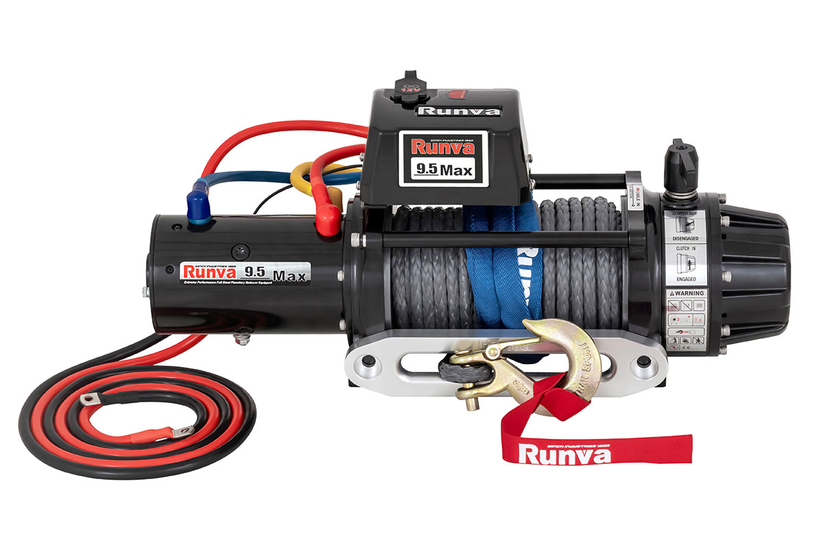 Лебёдка автомобильная электрическая 12V Runva EWB9500MAXSSR 4350 кг MAX влагозащищенная, синтетический трос
