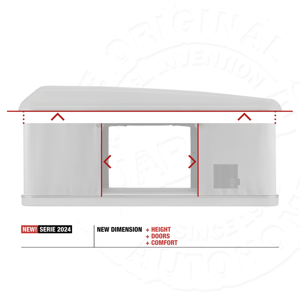 Палатка на крышу автомобиля AUTOHOME MAGGIOLINA AIRLANDER PLUS SMALL GRAY X-LONG, серый тент, лестница 215 мм