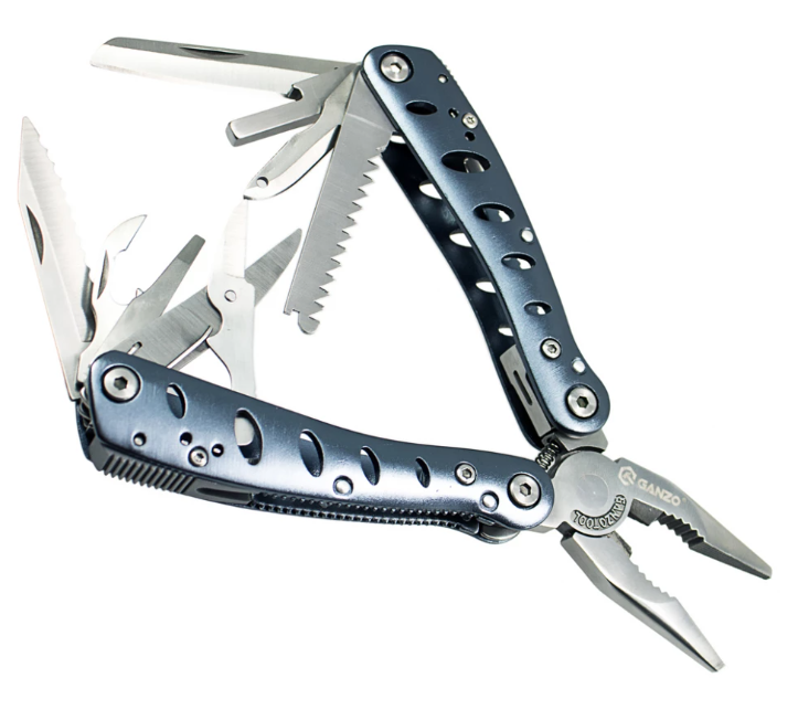Мультитул GANZO, 102x50х20 мм, 22 предмета, цв.серый