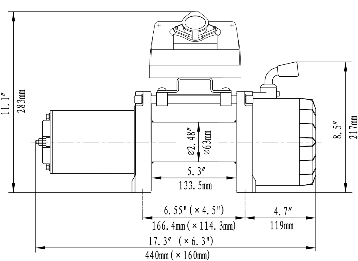 Лебёдка автомобильная электрическая 12V Runva EWX5000S 2268 кг