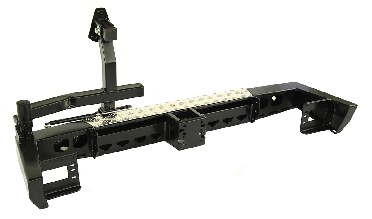 Бампер РИФ задний УАЗ Патриот 2015+ с квадратом под фаркоп, калиткой и фонарями (стандарт)