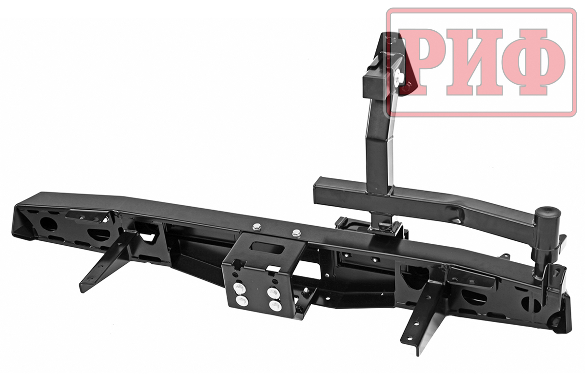 Бампер РИФ задний для УАЗ Хантер с площадкой под лебедку, калиткой и фонарями (стандарт)