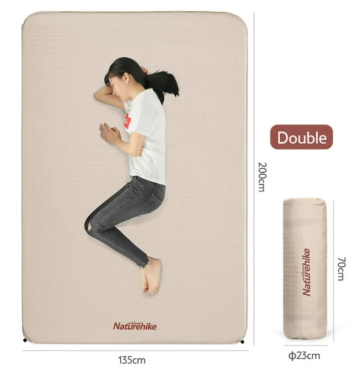 Коврик самонадувающийся Naturehike двойной 200х135х3 см, бежевый