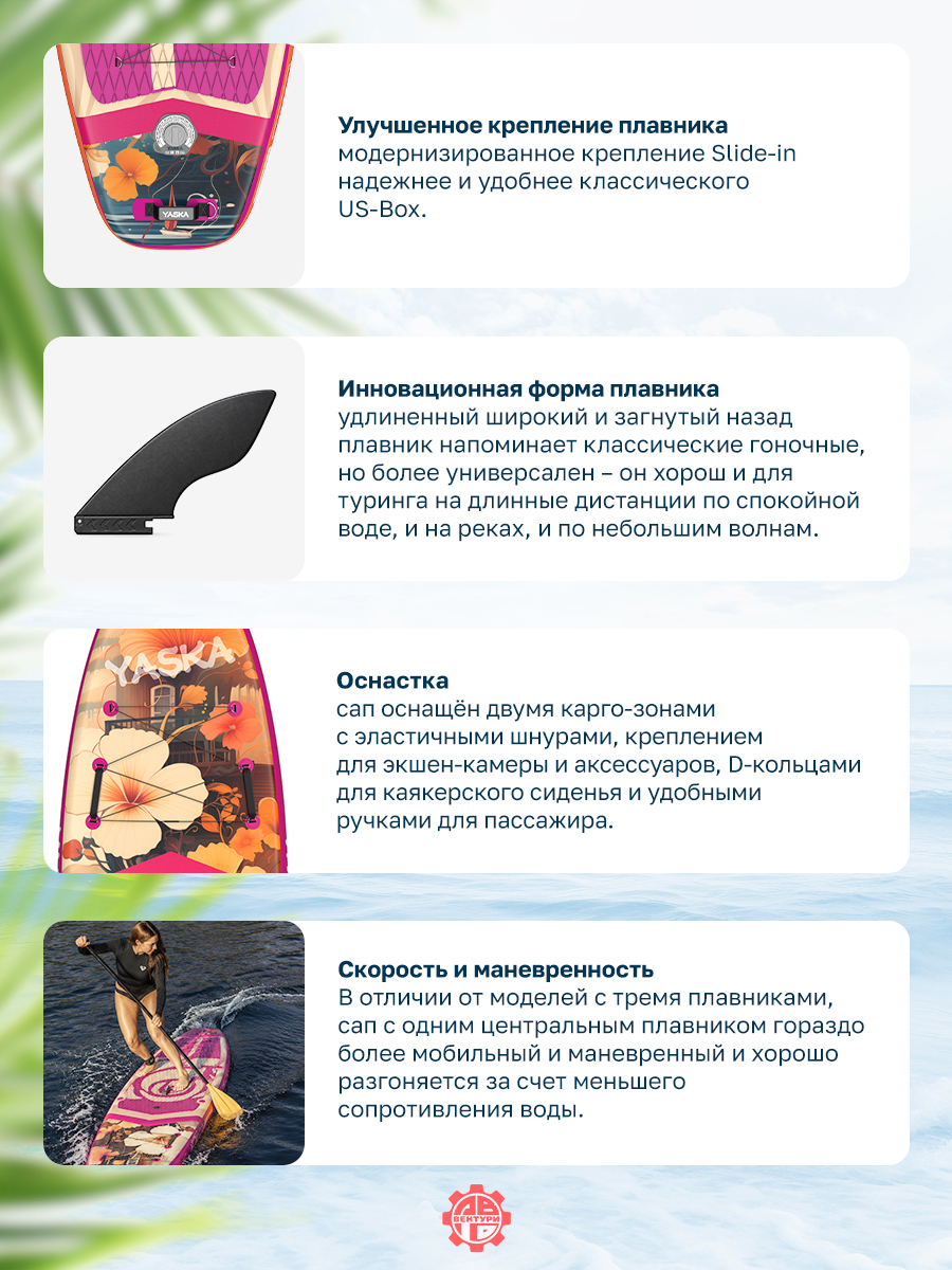 Сапборд надувной YASKA HAIKU 335x88x15 см (розовый)