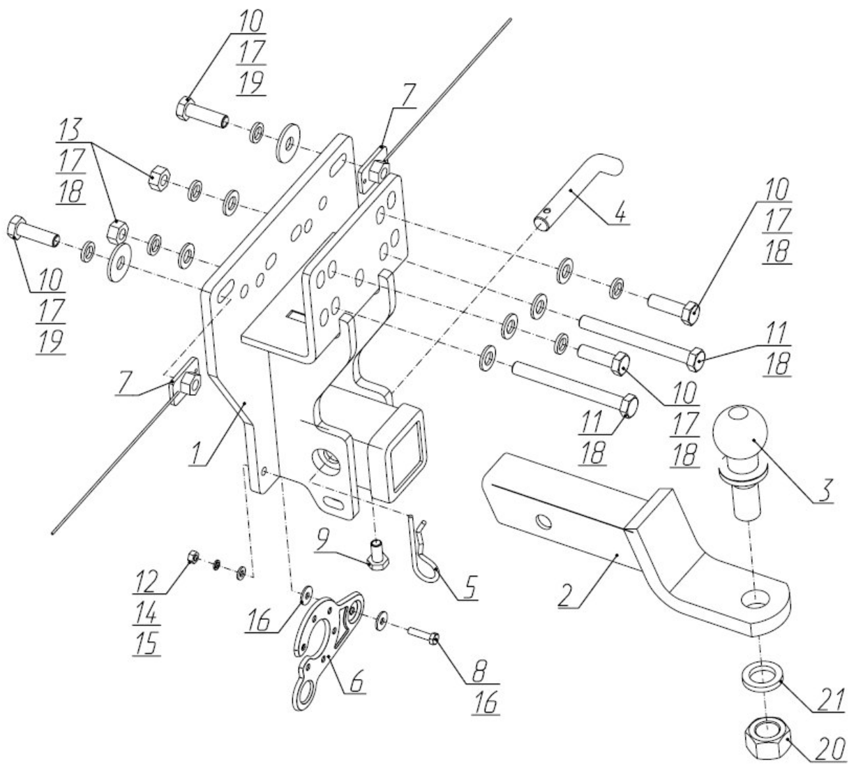 Фаркоп на Toyota Land Cruiser Prado 250 под квадрат