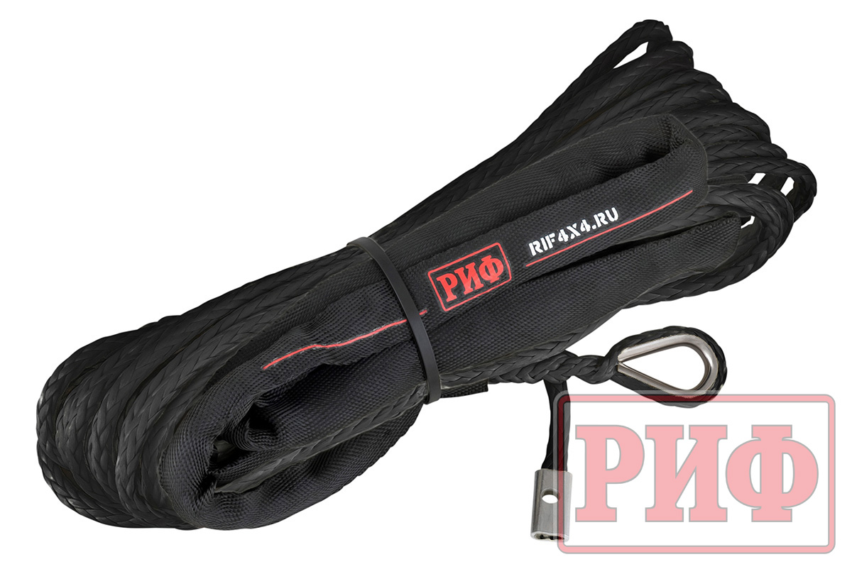 Трос для лебёдки синтетический РИФ 6 мм/15 м, черный