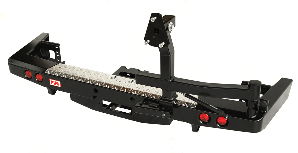 Бампер РИФ задний для УАЗ Патриот 2015+ с площадкой под лебедку, калиткой и фонарями (лифт)