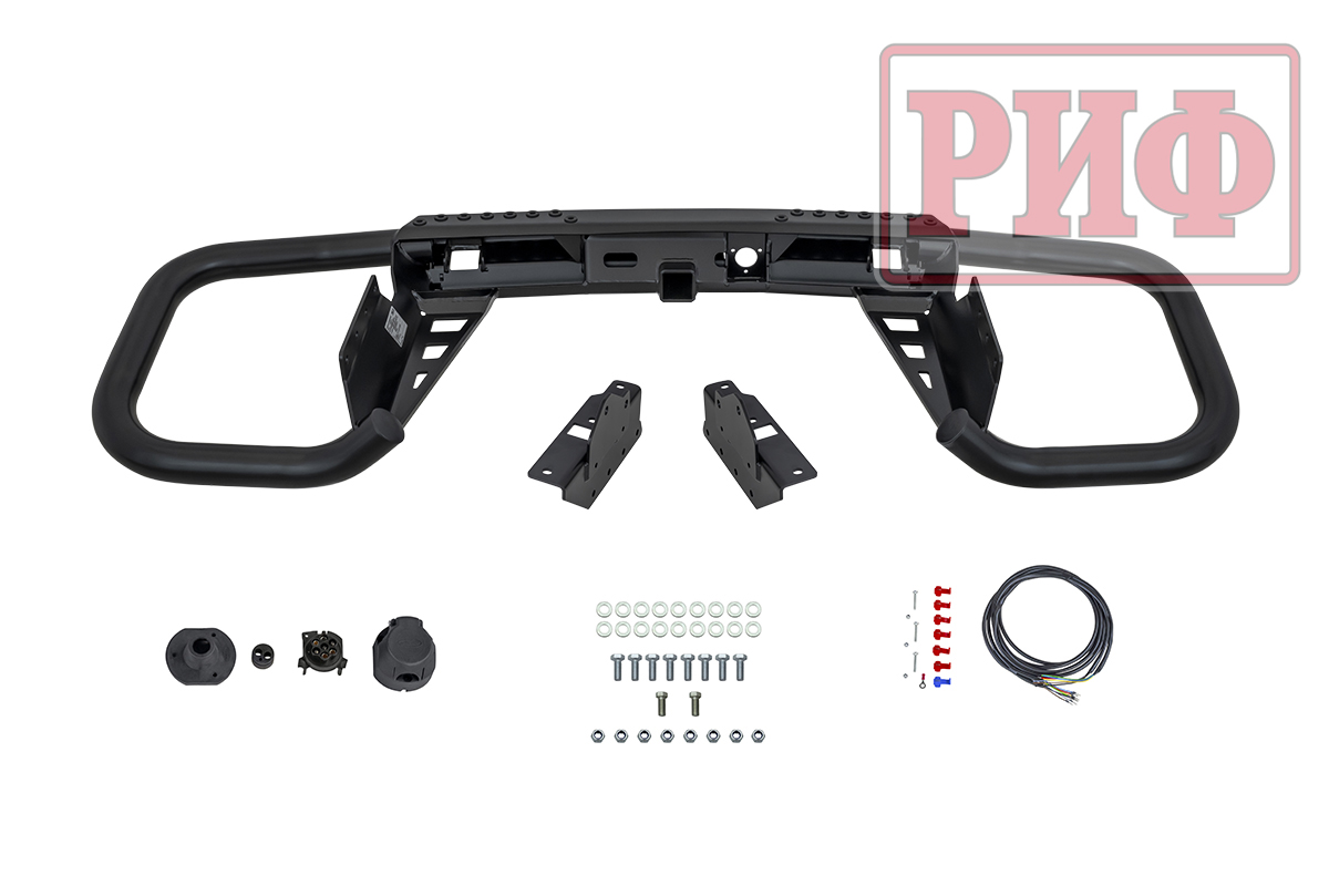 Бампер РИФ силовой задний Mitsubishi Pajero IV c квадратом под фаркоп