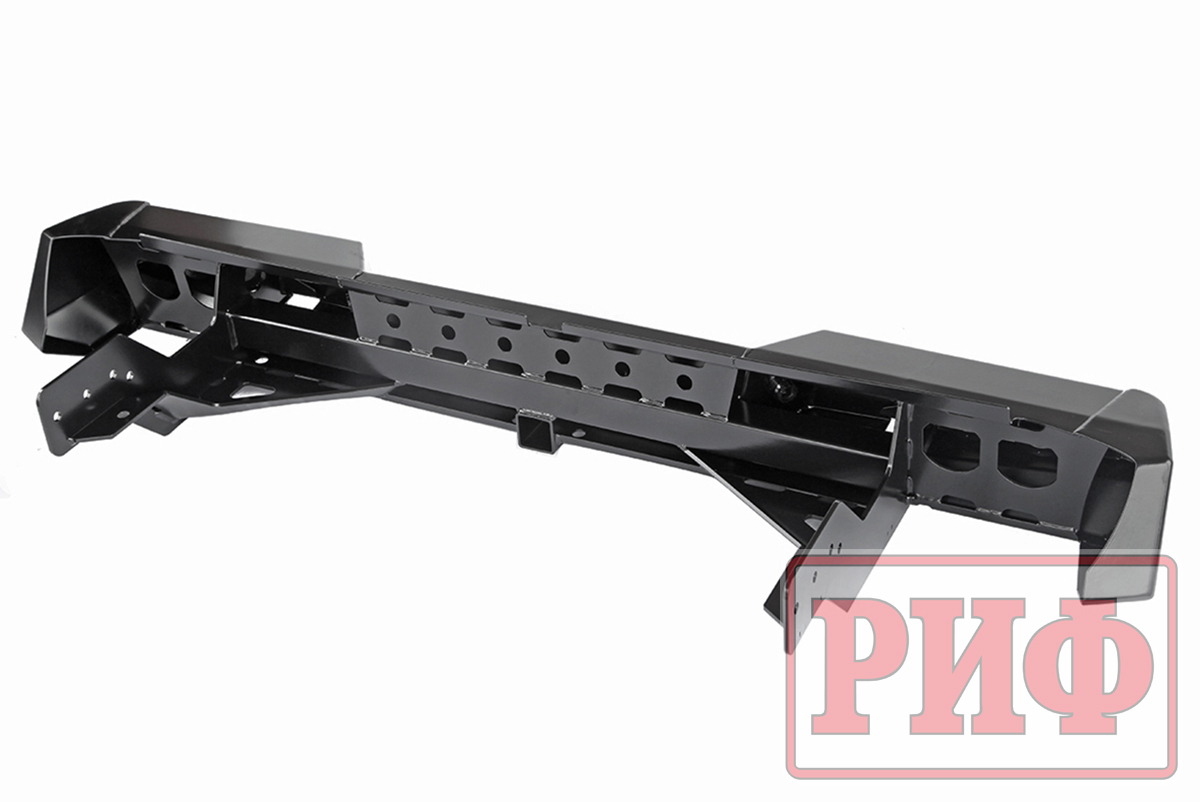 Бампер РИФ силовой задний Mitsubishi L200 2015-2019 с квадратом под фаркоп и фонарями