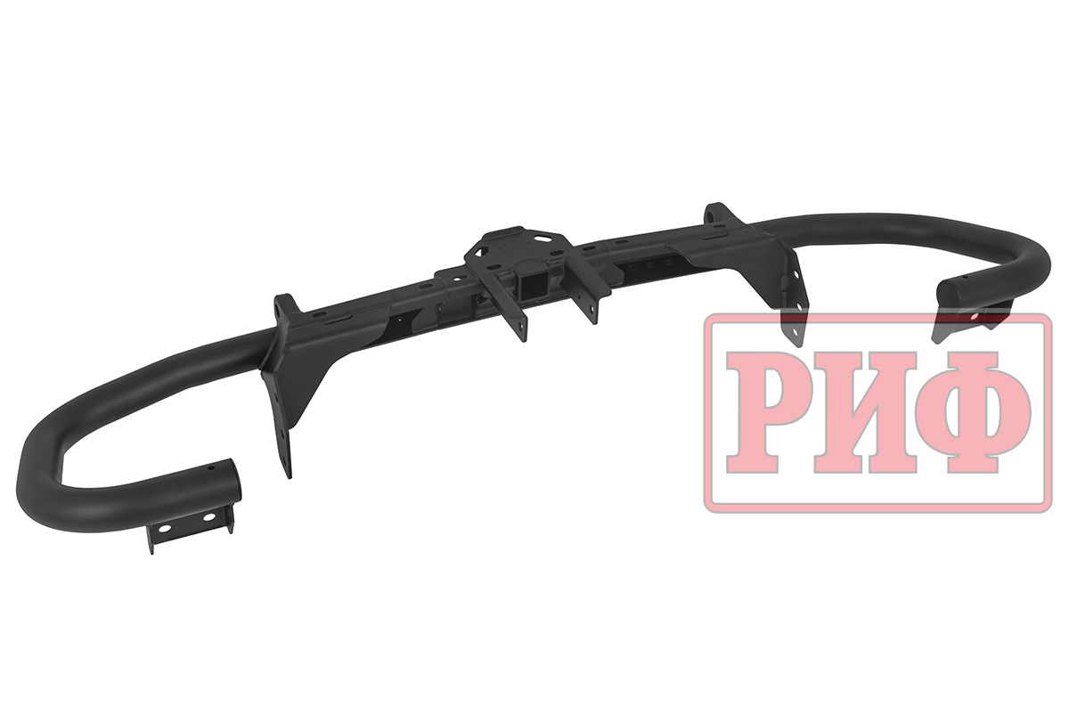 Бампер задний силовой/защита штатного бампера РИФ УАЗ Патриот 2015+ с квадратом под фаркоп, стандарт