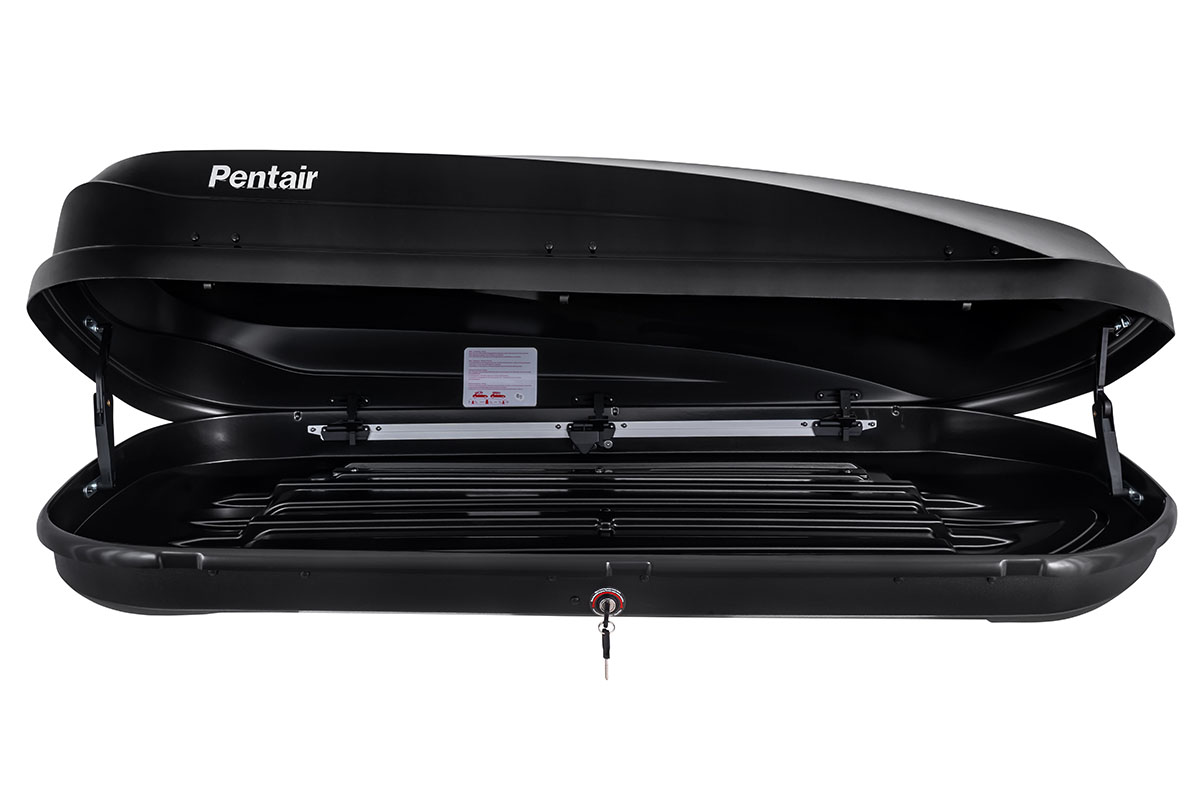 Бокс автомобильный на крышу Pentair COBRA 390L черный глянец, двусторонний