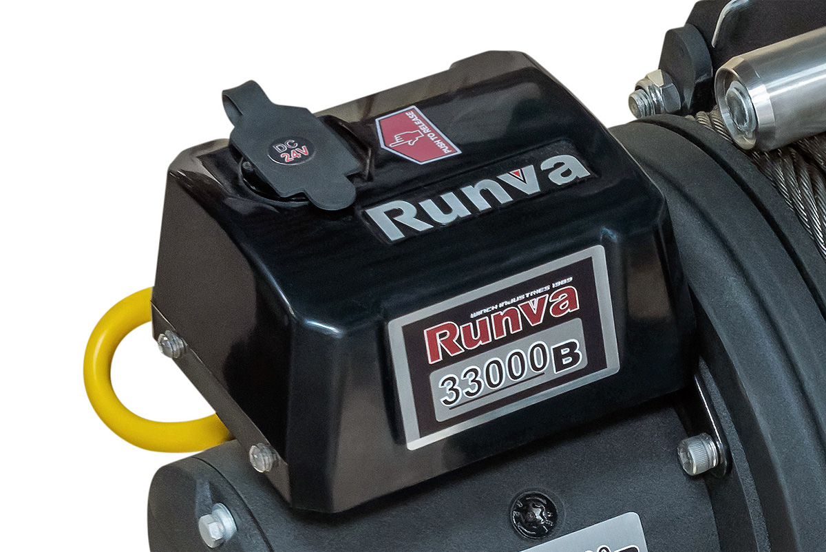 Лебёдка электрическая 24V Runva EWB33000S24V влагозащищенная, стальной трос