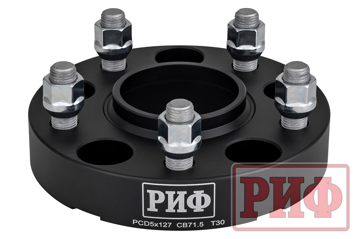 Проставки колёсные РИФ для Jeep Wrangler JL 2019+ 5x127, ЦО 71,5 мм, толщина 30 мм, 14x1,5 мм (2 шт.)