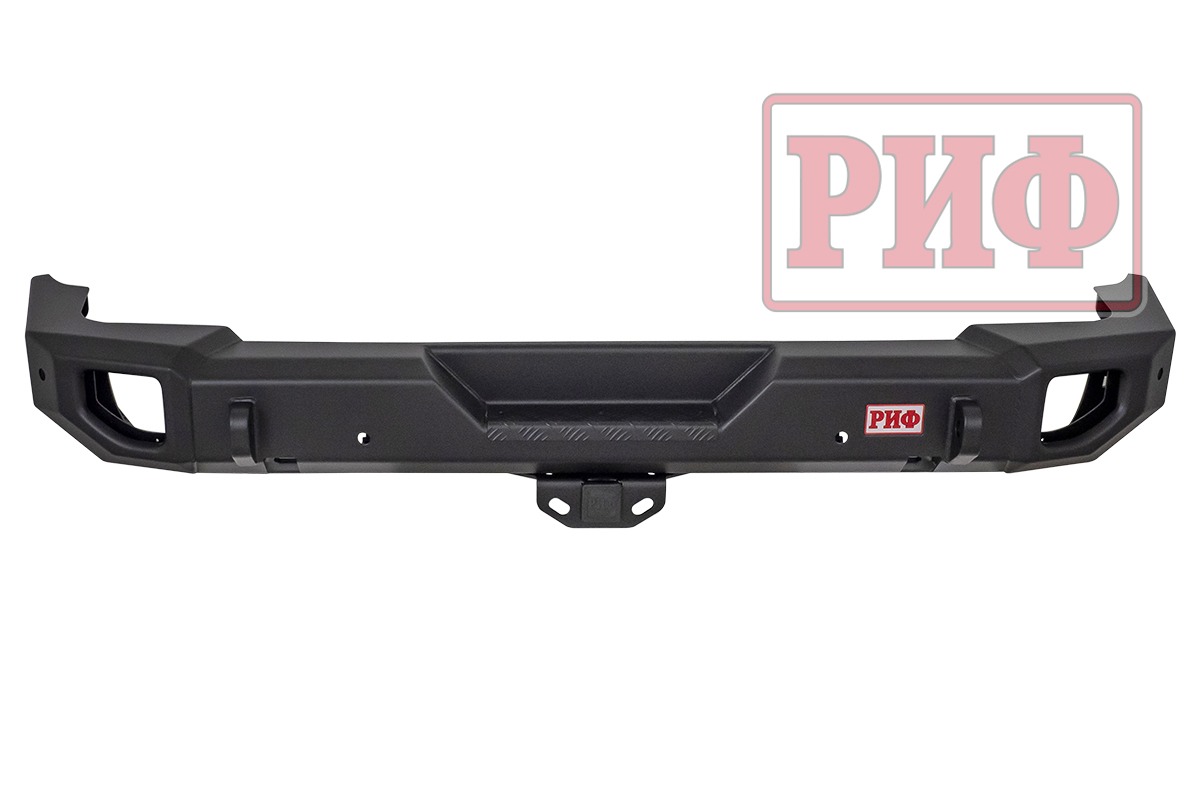 Бампер РИФ силовой задний Jeep Wrangler JL 2018+ с квадратом под фаркоп под штатные фонари, стандарт (для а/м с низкими перед. крыльями)