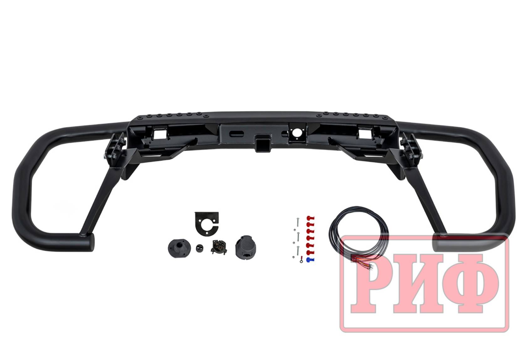 Бампер РИФ задний силовой/защита бампера Mitsubishi Pajero Sport 2021+, квадрат