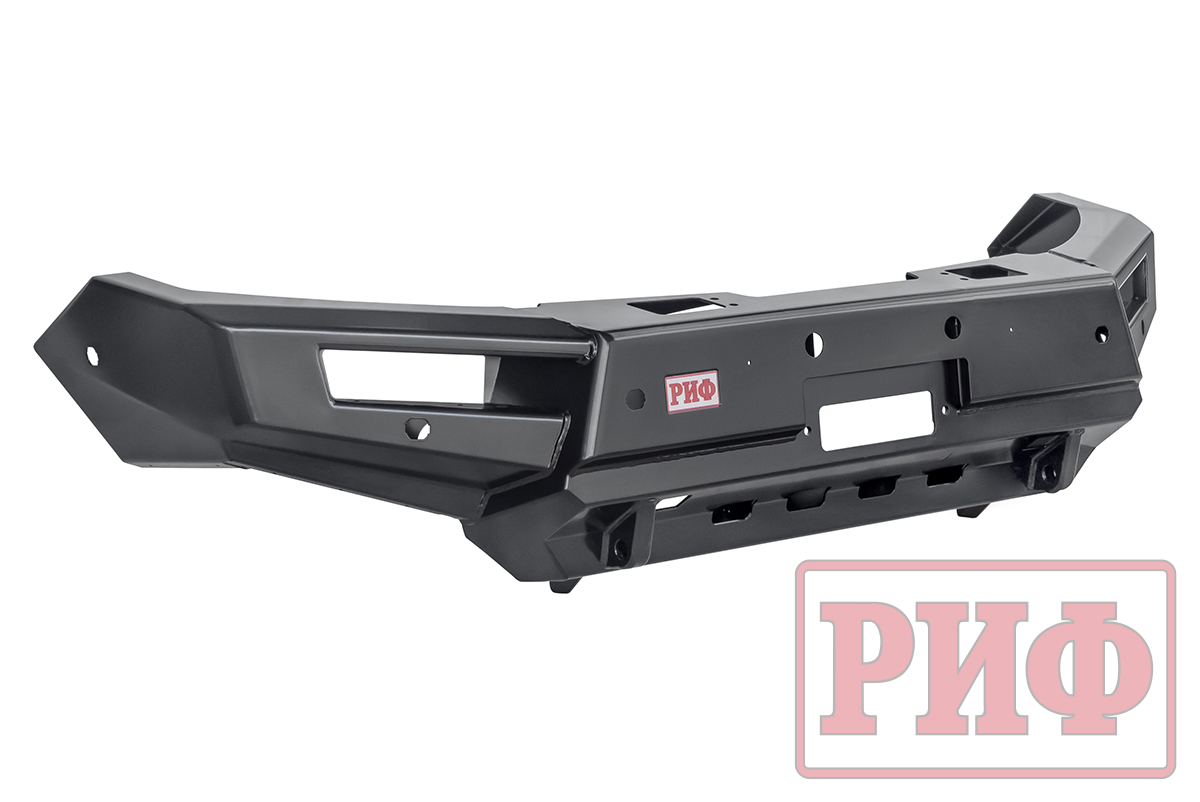 Бампер РИФ силовой передний Mitsubishi Pajero Sport 2015+  L200 2015- с доп. фарами (арт. B0205), под парктроник