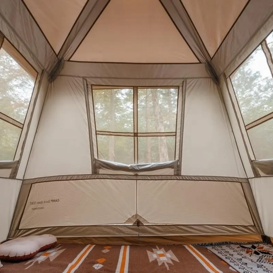 Палатка Naturehike Village 17, 4-местная, автоматическая, алюминиевый каркас, коричневая