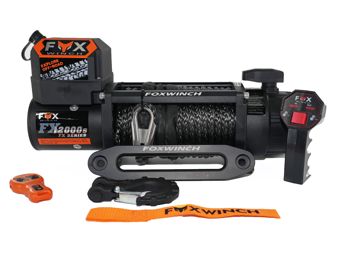 Лебедка автомобильная FOX WINCH 12000s 12V (синтетический трос)