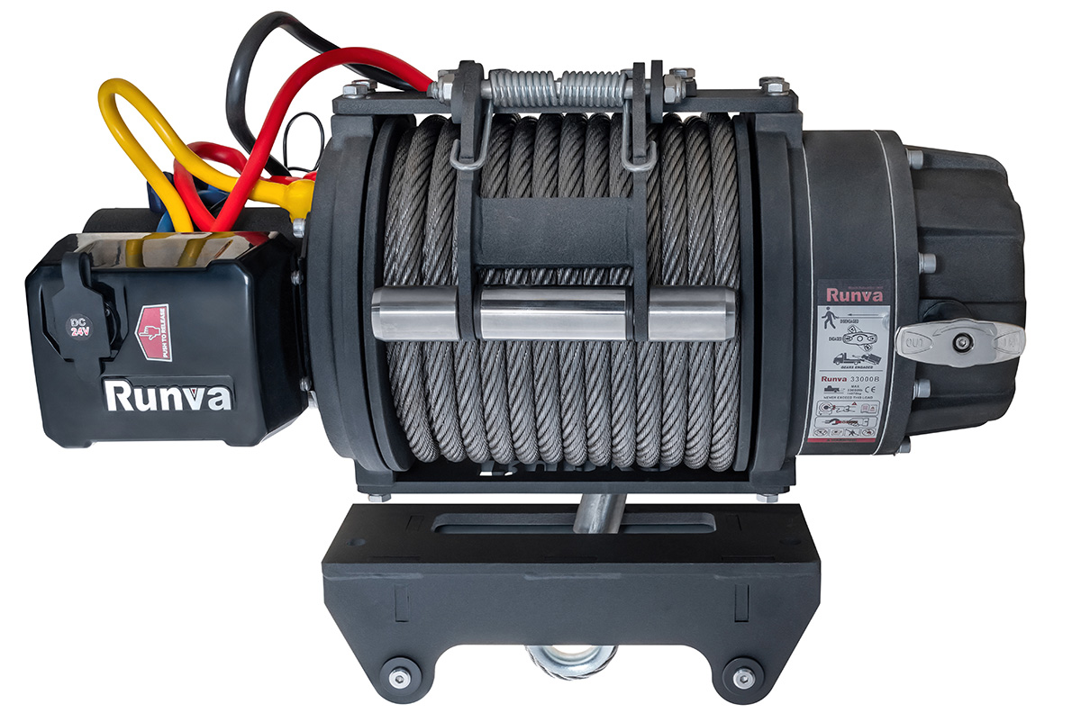 Лебёдка электрическая 24V Runva EWB33000S24V влагозащищенная, стальной трос