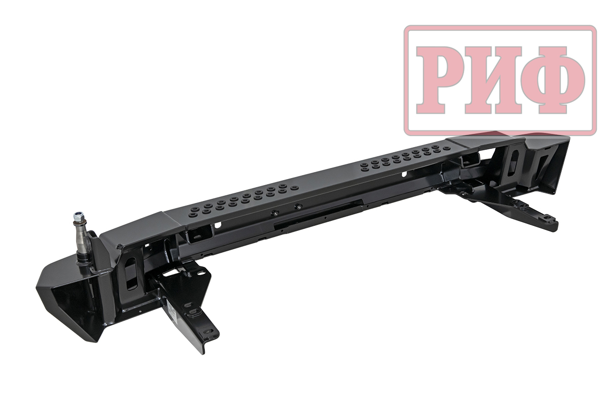 Бампер РИФ силовой задний Toyota Land Cruiser 200 2007-2012 с квадратом под фаркоп, калиткой, фонарями, подсветкой номера, стандарт